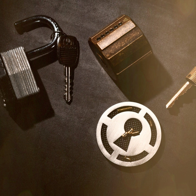 Pinnacle Coin next to locks